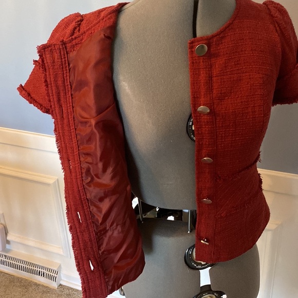 Mossimo Red-Orange-Rust Color Cute Fitted Jacket - Short Sleeves Size Small - Picture 8 of 10
